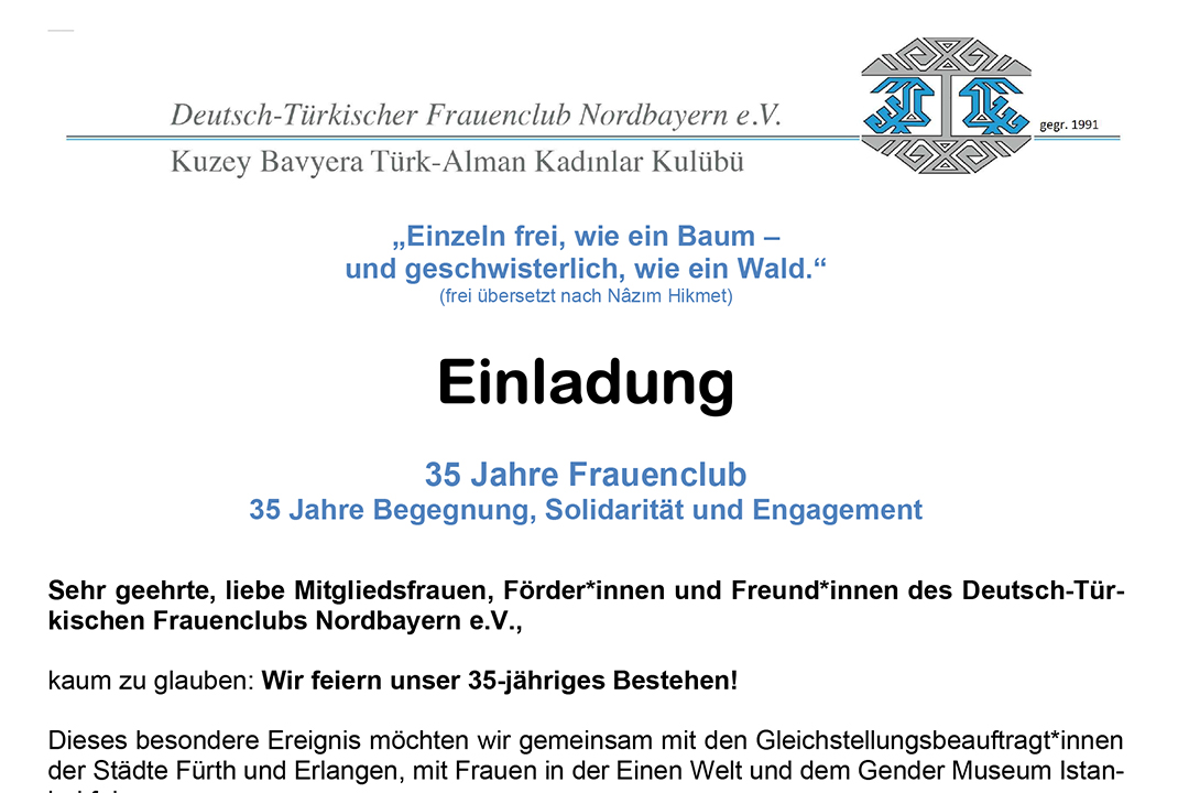 Einladung: 35 Jahre Frauenclub – Jubiläumsfeier am 29.11.2026